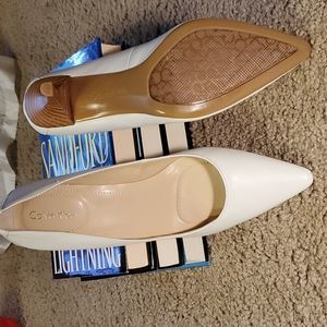 Calvin Klein Dolly White Leather Pumps